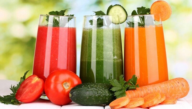 Low-calorie vegetable juices in the drink diet menu